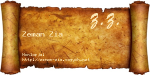 Zeman Zia névjegykártya